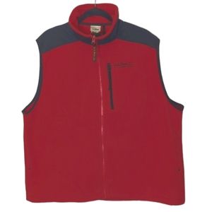 Vintage LL Bean All Conditions Red Fleece Full Zip Vest Black Tim Men's …